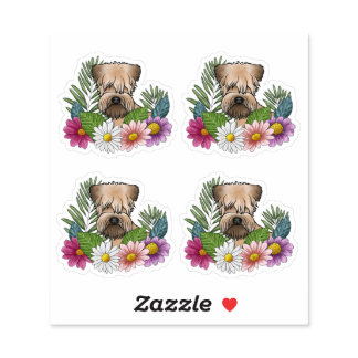 Soft-Coated Wheaten Terrier Head Colorful Flowers Sticker