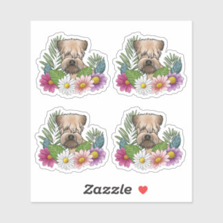 Soft-Coated Wheaten Terrier Head Colorful Flowers Sticker