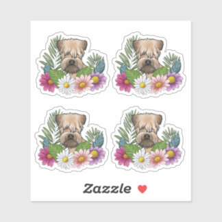 Soft-Coated Wheaten Terrier Head Colorful Flowers Sticker