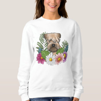 Soft-Coated Wheaten Terrier Head Colorful Flowers Sweatshirt