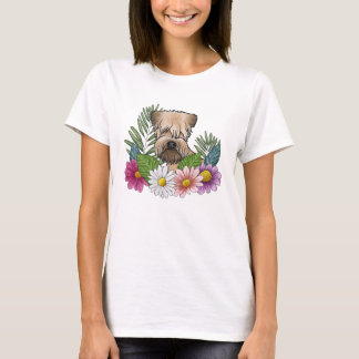 Soft-Coated Wheaten Terrier Head Colorful Flowers T-Shirt