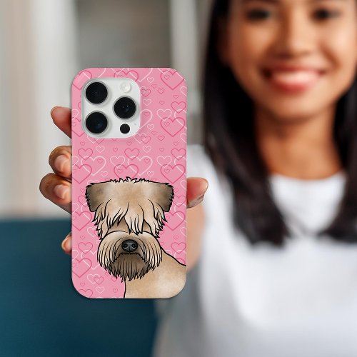 Soft_Coated Wheaten Terrier Head On Pink Hearts iPhone 15 Pro Case