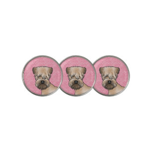 Soft-Coated Wheaten Terrier Head On Pink Hearts Golf Ball Marker