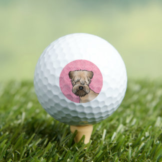 Soft-Coated Wheaten Terrier Head On Pink Hearts Golf Balls