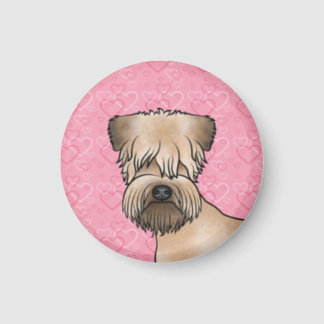 Soft-Coated Wheaten Terrier Head On Pink Hearts Magnet