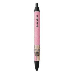 Soft-Coated Wheaten Terrier Head On Pink Hearts Pen