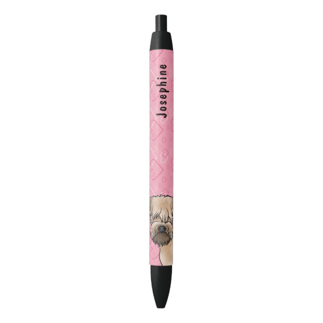 Soft-Coated Wheaten Terrier Head On Pink Hearts Pen (Front Vertical)