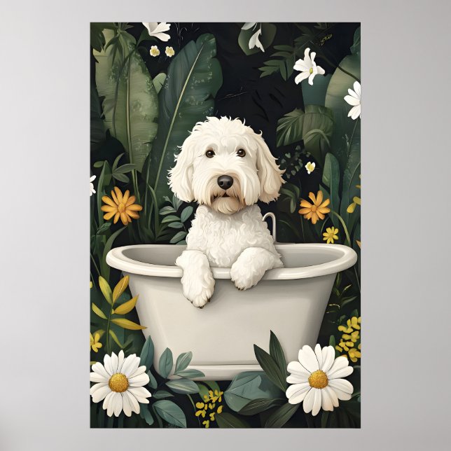 Soft Coated Wheaten Terrier In Bathtub Poster (Front)