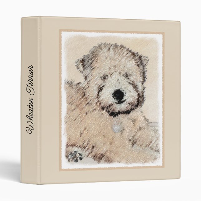 Soft Coated Wheaten Terrier Painting Original Art 3 Ring Binder (Front/Spine)