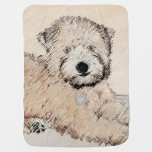 Soft Coated Wheaten Terrier Painting Original Art Baby Blanket