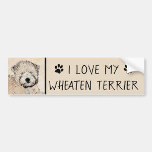Soft Coated Wheaten Terrier Painting Original Art Bumper Sticker