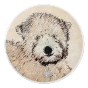Soft Coated Wheaten Terrier Painting Original Art Ceramic Knob