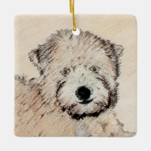 Soft Coated Wheaten Terrier Painting Original Art Ceramic Ornament