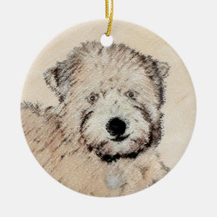Soft Coated Wheaten Terrier Painting Original Art Ceramic Ornament