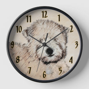 Soft Coated Wheaten Terrier Painting Original Art Clock