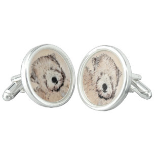 Soft Coated Wheaten Terrier Painting Original Art Cufflinks