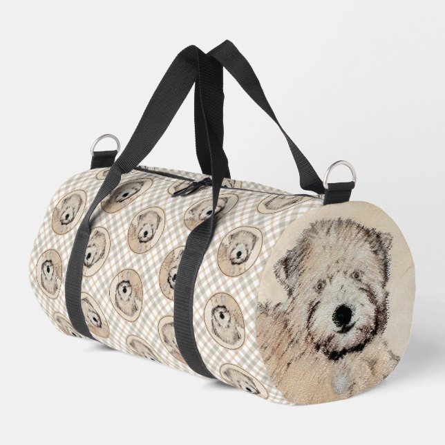 Soft Coated Wheaten Terrier Painting Original Art Duffle Bag (Left Corner)