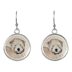 Soft Coated Wheaten Terrier Painting Original Art Earrings
