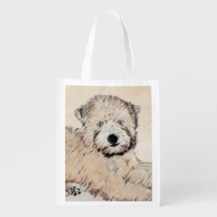 Soft Coated Wheaten Terrier Painting Original Art Grocery Bag