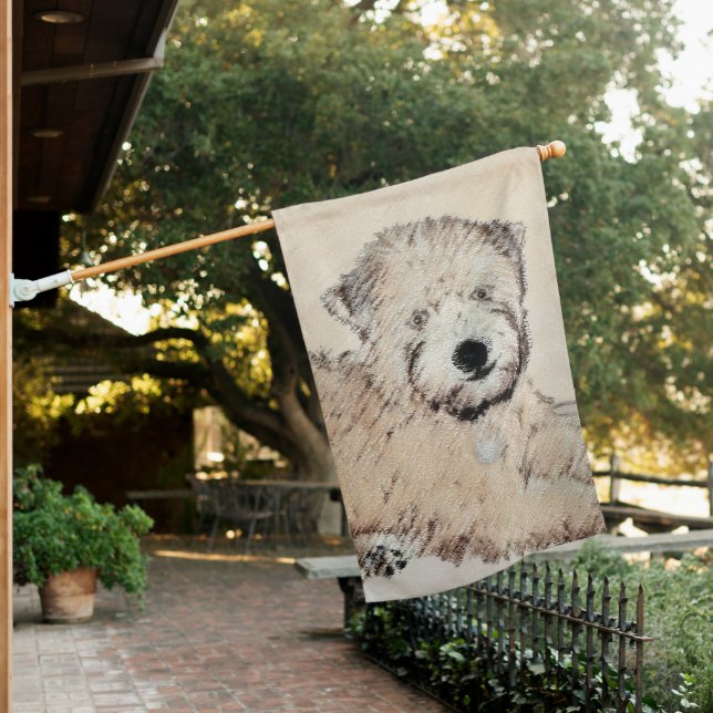 Soft Coated Wheaten Terrier Painting Original Art House Flag (In SItu)