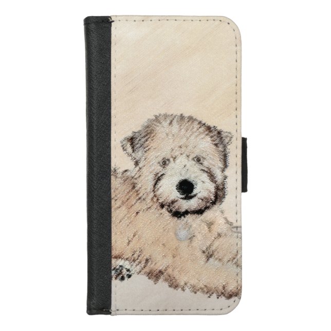 Soft Coated Wheaten Terrier Painting Original Art iPhone Wallet Case (Front)