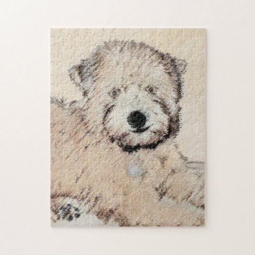 Soft Coated Wheaten Terrier Painting Original Art Jigsaw Puzzle