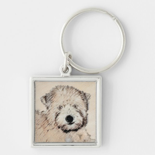 Soft Coated Wheaten Terrier Painting Original Art Keychain (Front)