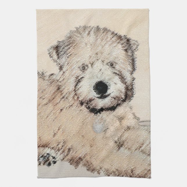 Soft Coated Wheaten Terrier Painting Original Art Kitchen Towel (Vertical)