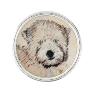 Soft Coated Wheaten Terrier Painting Original Art Lapel Pin