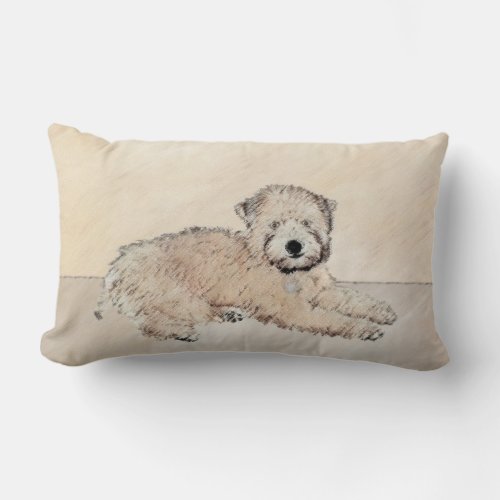 Soft Coated Wheaten Terrier Painting Original Art Lumbar Pillow