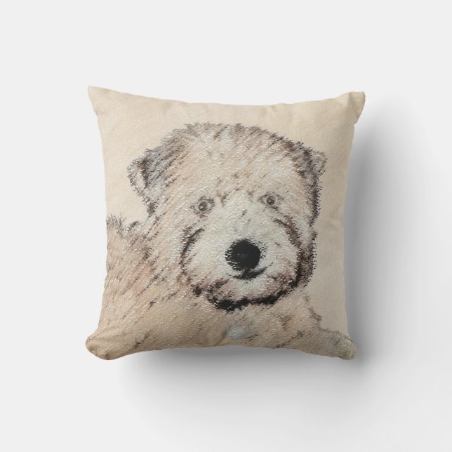 Soft Coated Wheaten Terrier Painting Original Art Outdoor Pillow (Front)