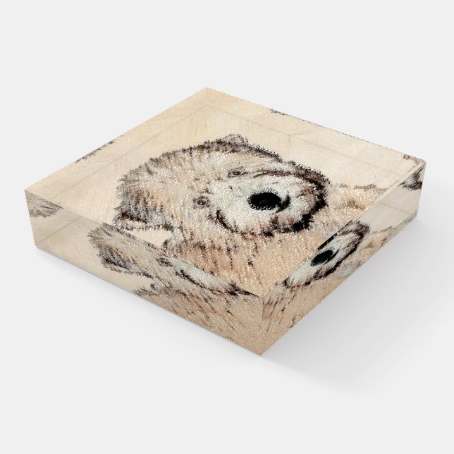 Soft Coated Wheaten Terrier Painting Original Art Paperweight (Angled)