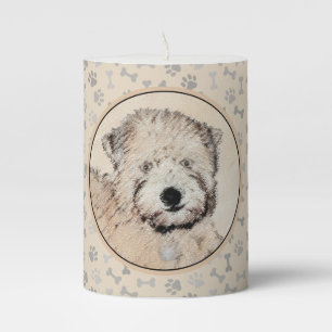 Soft Coated Wheaten Terrier Painting Original Art Pillar Candle