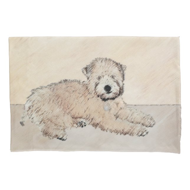 Soft Coated Wheaten Terrier Painting Original Art Pillow Case (Front)