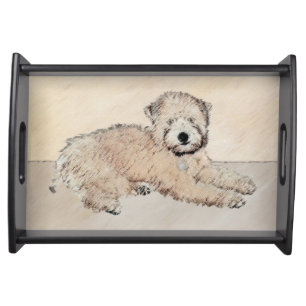 Soft Coated Wheaten Terrier Painting Original Art Serving Tray
