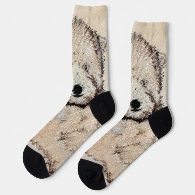 Soft Coated Wheaten Terrier Painting Original Art Socks (Left)