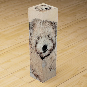 Soft Coated Wheaten Terrier Painting Original Art Wine Box