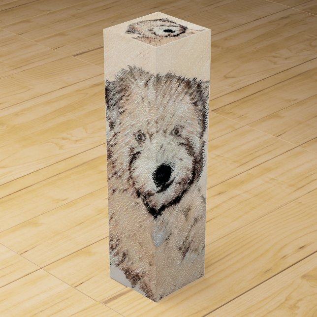 Soft Coated Wheaten Terrier Painting Original Art Wine Box (Front)