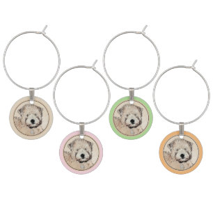 Soft Coated Wheaten Terrier Painting Original Art Wine Charm