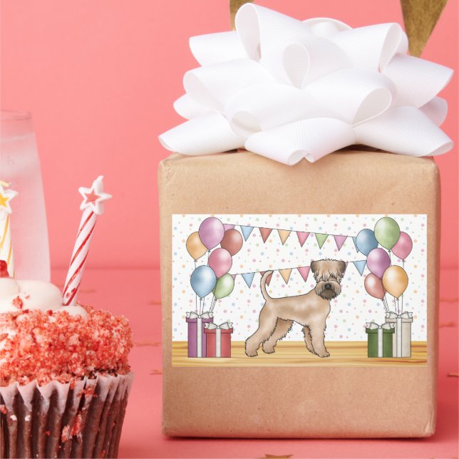 Soft-Coated Wheaten Terrier Pastel Colors Birthday Rectangular Sticker (Party)