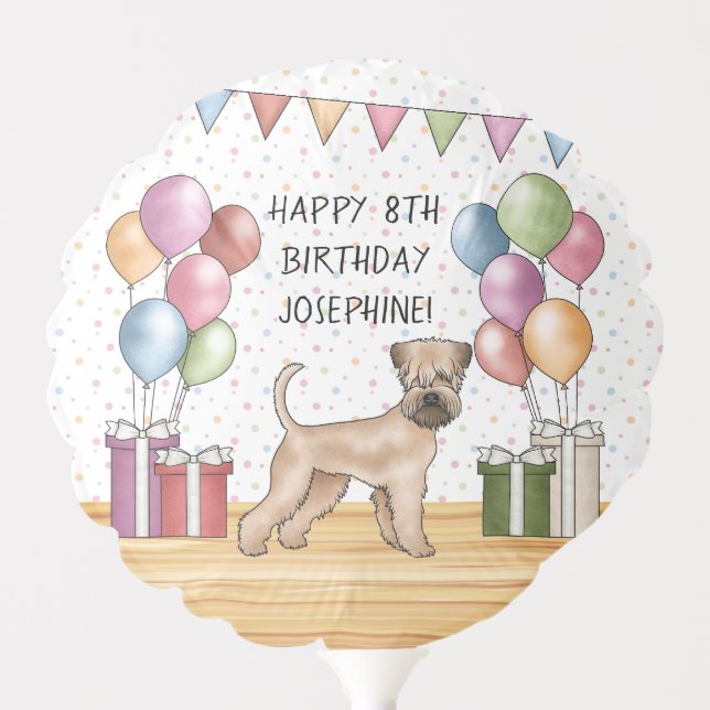 Soft-Coated Wheaten Terrier Pastel Happy Birthday Balloon (Front)