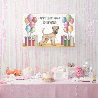 Soft-Coated Wheaten Terrier Pastel Happy Birthday Banner