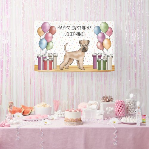 Soft_Coated Wheaten Terrier Pastel Happy Birthday Banner