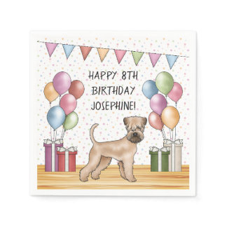 Soft-Coated Wheaten Terrier Pastel Happy Birthday Napkins