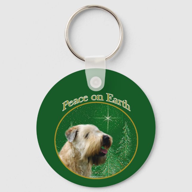 Soft Coated Wheaten Terrier Peace Keychain (Front)