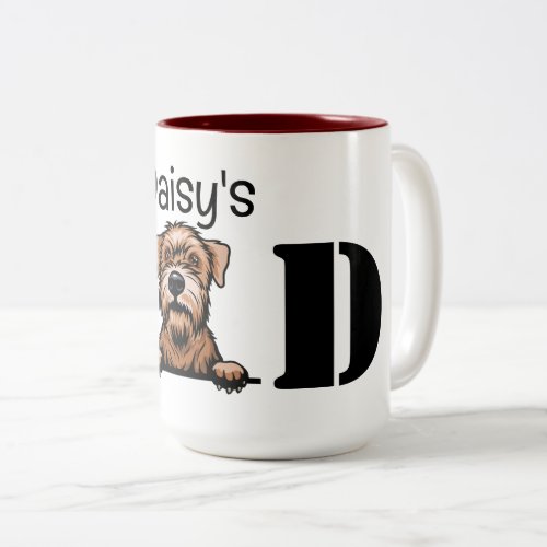 Soft Coated Wheaten Terrier Peeking Dad Two_Tone Coffee Mug