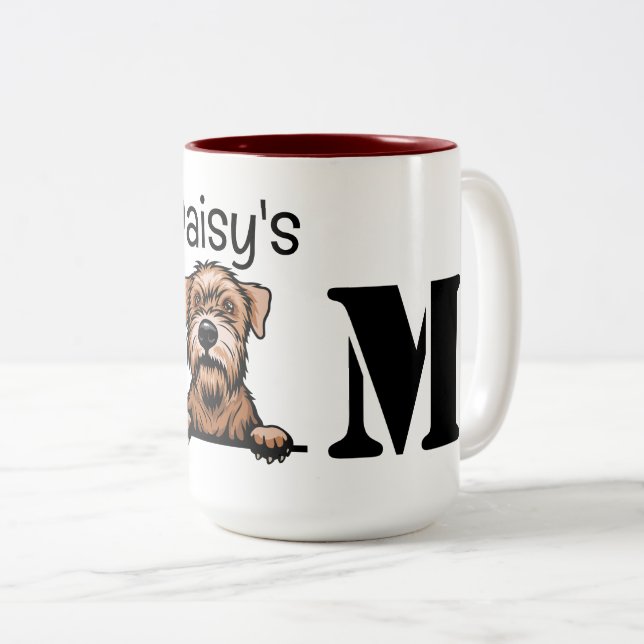 Soft Coated Wheaten Terrier Peeking Mom Two-Tone Coffee Mug (Front Right)