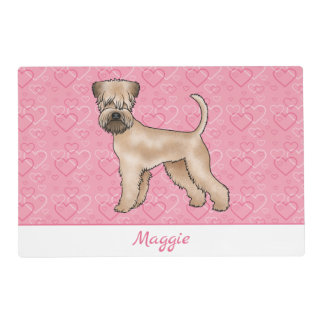 Soft-Coated Wheaten Terrier Pink Hearts And Name Placemat