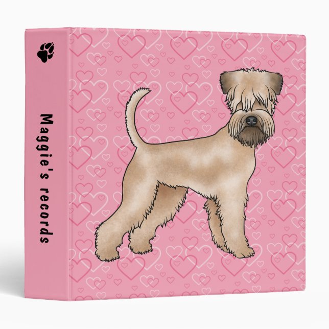 Soft-Coated Wheaten Terrier Pink Hearts And Text 3 Ring Binder (Front/Spine)