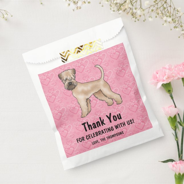Soft-Coated Wheaten Terrier Pink Hearts Thank You Favor Bag (Sealed)